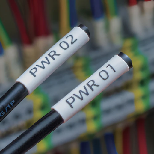 Heat-shrink tubing labels pada kabel listrik